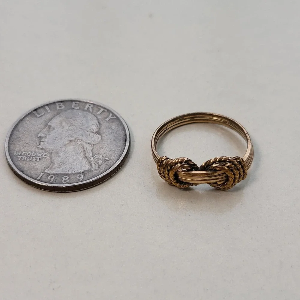 12K Gold Filled Wire Wrapped Knot Ring Size 5.5 Vintage Nautical Boho